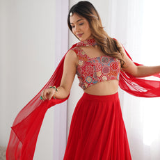 Red Designer Lehenga Choli – Fully Stitched & Ready to Wear