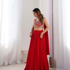 Red Designer Lehenga Choli – Fully Stitched & Ready to Wear