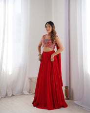 Red Designer Lehenga Choli – Fully Stitched & Ready to Wear