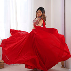 Red Designer Lehenga Choli – Fully Stitched & Ready to Wear