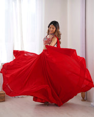 Red Designer Lehenga Choli – Fully Stitched & Ready to Wear