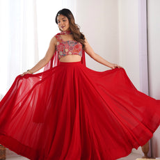 Red Designer Lehenga Choli – Fully Stitched & Ready to Wear