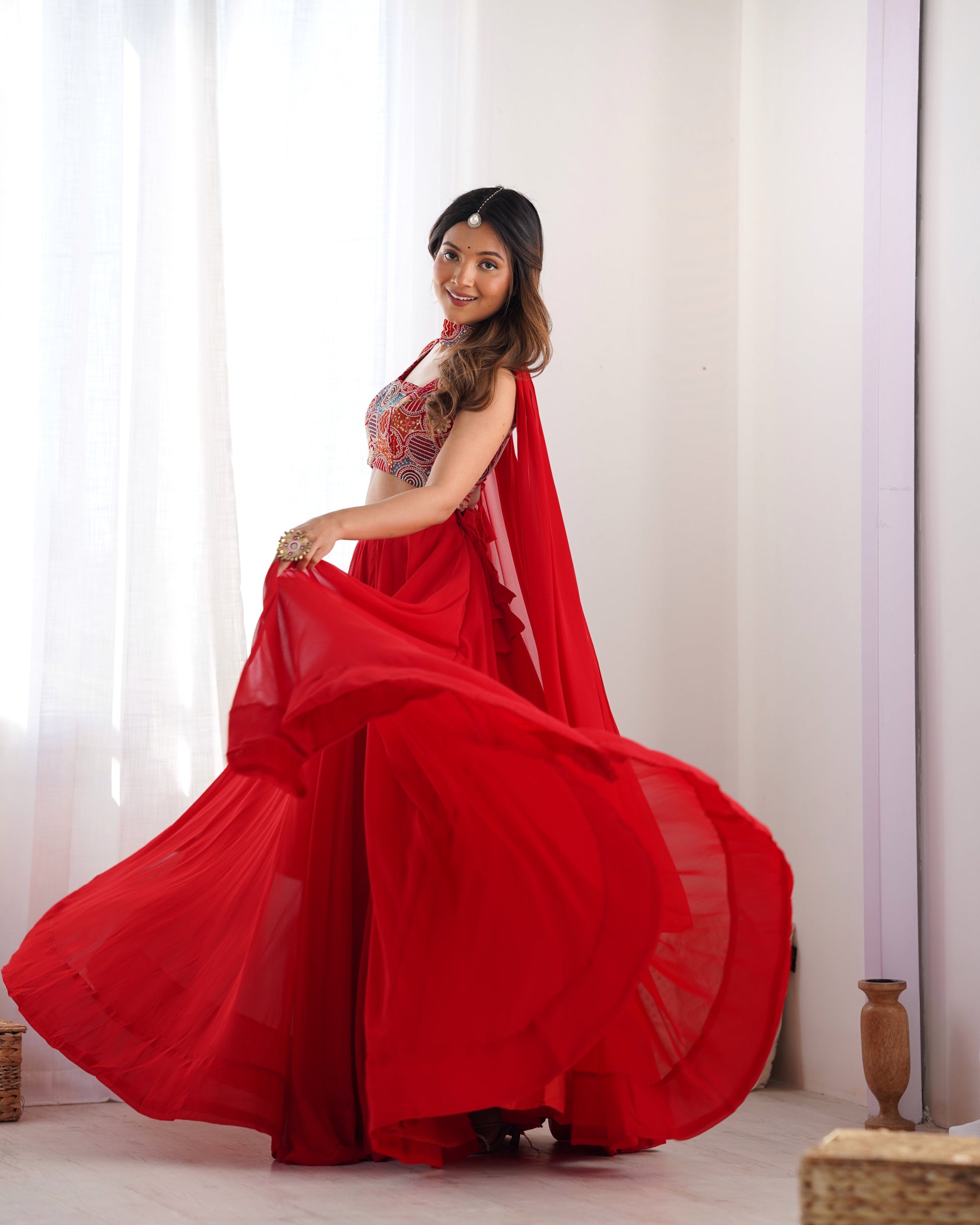 Red Designer Lehenga Choli – Fully Stitched & Ready to Wear