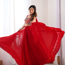 Red Designer Lehenga Choli – Fully Stitched & Ready to Wear