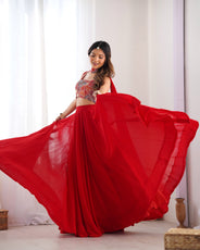 Red Designer Lehenga Choli – Fully Stitched & Ready to Wear