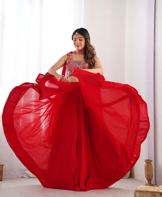 Red Designer Lehenga Choli – Fully Stitched & Ready to Wear