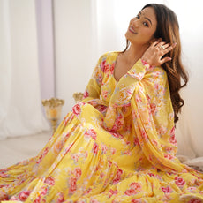 Radiate Elegance with Our Designer Floral Print Anarkali Set