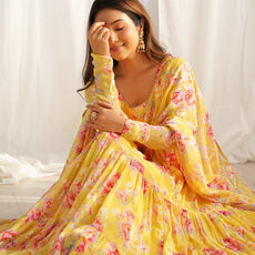 Radiate Elegance with Our Designer Floral Print Anarkali Set