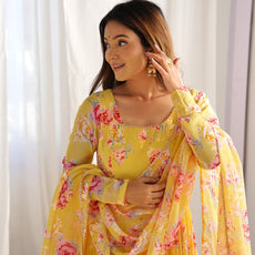 Radiate Elegance with Our Designer Floral Print Anarkali Set