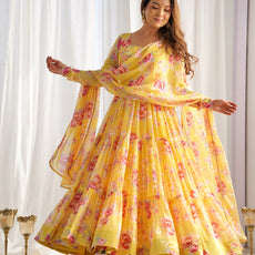 Radiate Elegance with Our Designer Floral Print Anarkali Set
