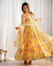 Radiate Elegance with Our Designer Floral Print Anarkali Set