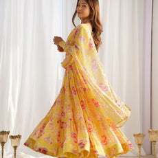 Radiate Elegance with Our Designer Floral Print Anarkali Set