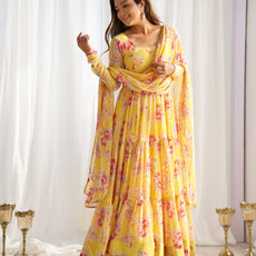 Radiate Elegance with Our Designer Floral Print Anarkali Set
