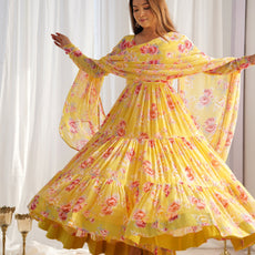 Radiate Elegance with Our Designer Floral Print Anarkali Set