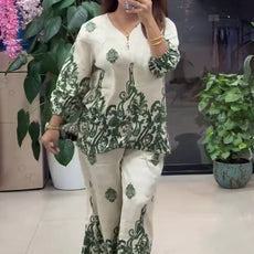 Women Stylish Green Printed Co-ord Set