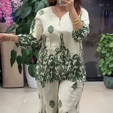 Women Stylish Green Printed Co-ord Set