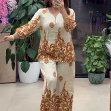 Women Stylish Orange Printed Co-ord Set