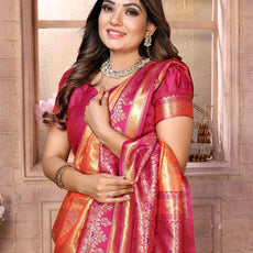 Premium Red Pure Banarasi Tissue Silk Saree with All-Over Weaving Butties