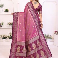 Premium Pink South Soft Silk Saree with Rich Zari Weaving Border & Heavy Pallu