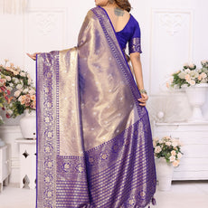 Pure Banarasi Red Tissue Silk Saree with Butti Weaving