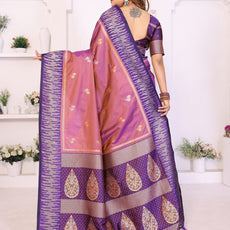 Premium Pink South Soft Silk Saree with Rich Zari Weaving Border & Heavy Pallu