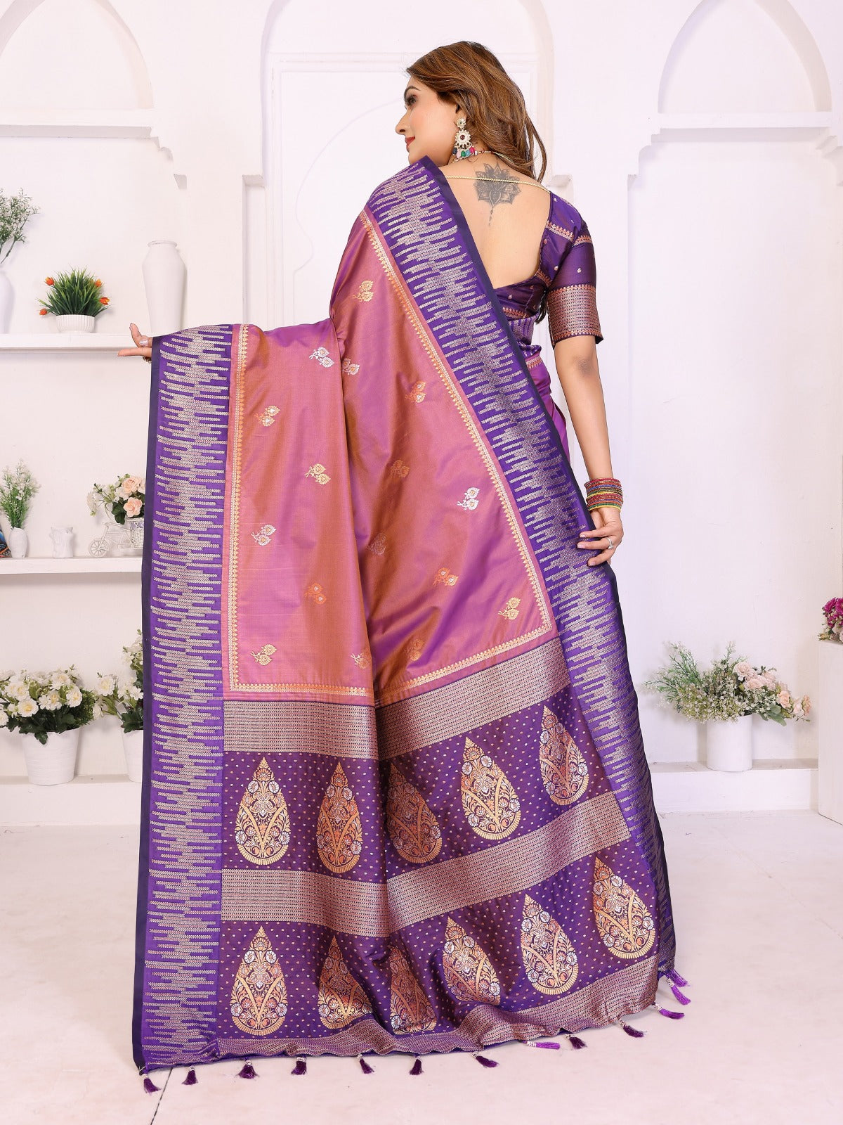 Premium Pink South Soft Silk Saree with Rich Zari Weaving Border & Heavy Pallu