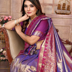 Premium Red Pure Banarasi Tissue Silk Saree with All-Over Weaving Butties