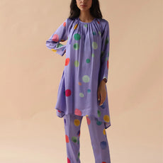 Purple Satin Silk Co-ord set