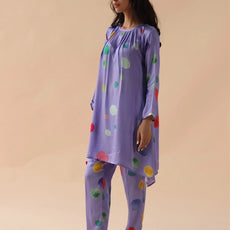 Purple Satin Silk Co-ord set