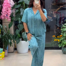 Premium Pure Viscose Natural Crepe Co-ord Set - Seafoam Teal
