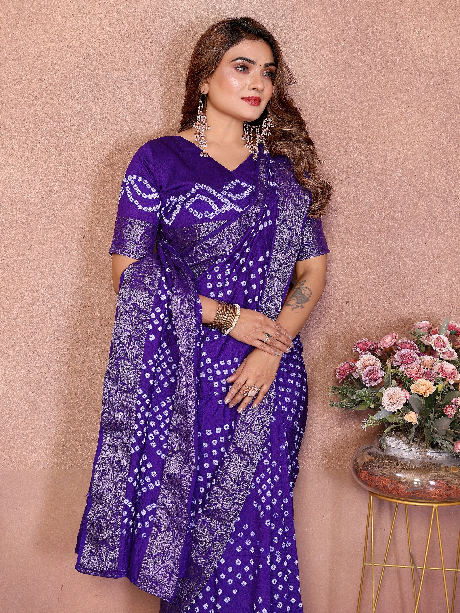 Experience Timeless Elegance With Our Pink Pure Handmade Bandhej Dola Silk Saree