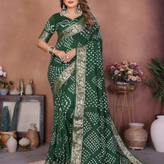 Experience Timeless Elegance With Our Pink Pure Handmade Bandhej Dola Silk Saree