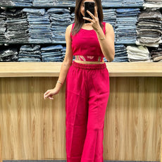 Red Vatican Silk Co-Ord Set with Shrug