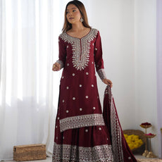Maroon Color Premium Designer Sharara Set