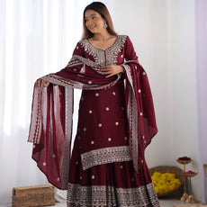 Maroon Color Premium Designer Sharara Set