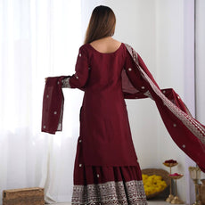 Maroon Color Premium Designer Sharara Set