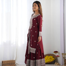Maroon Color Premium Designer Sharara Set