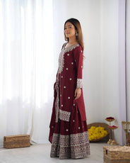 Maroon Color Premium Designer Sharara Set