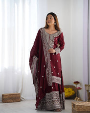 Maroon Color Premium Designer Sharara Set