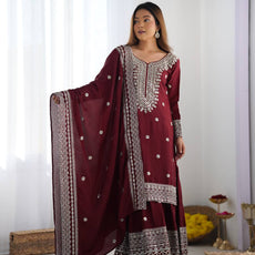 Maroon Color Premium Designer Sharara Set