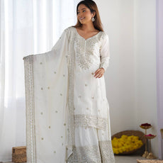 White Color Premium Designer Sharara Set