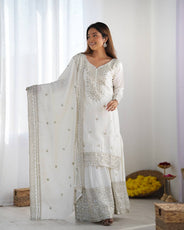 White Color Premium Designer Sharara Set