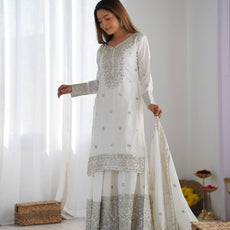 White Color Premium Designer Sharara Set
