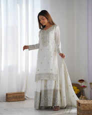 White Color Premium Designer Sharara Set