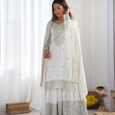 White Color Premium Designer Sharara Set