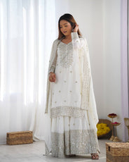 White Color Premium Designer Sharara Set