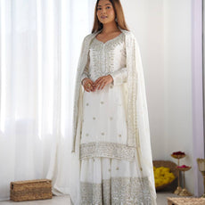 White Color Premium Designer Sharara Set